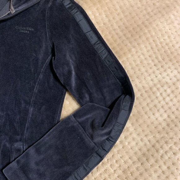 Ladies Calvin Klein Charcoal Grey Velor Jacket - Picture 5 of 6